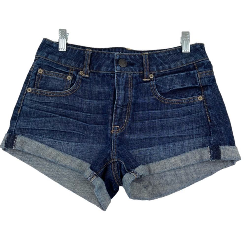American Eagle Jean Shorts Womens Size 4 Cotton Denim Cutoff Rolled Cuff